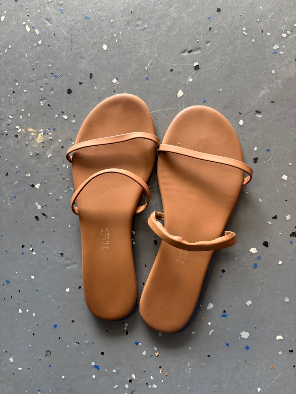 TKEES Double Strap Slide Sandals in Tan